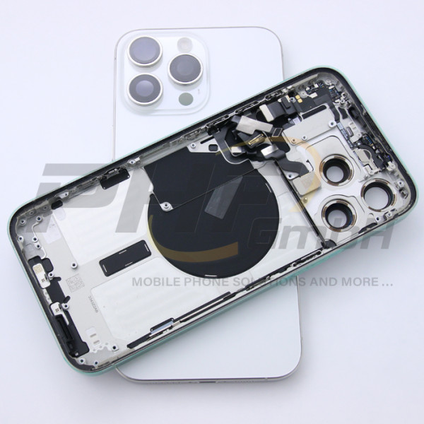 Backcover Glas + Rahmen für iPhone 15 Pro Max, white titanium, refurbished