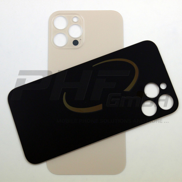 Backcover Glas für iPhone 12 Pro Max, gold, small hole