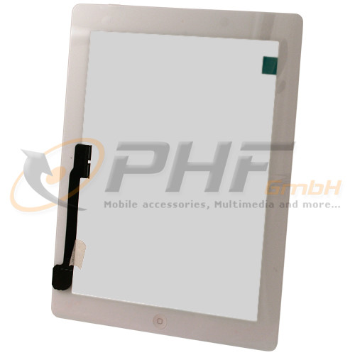 OEM Displayglas + Touchpad + Adhesives &amp; Homebutton für iPad 3 / 4, weiß, neu