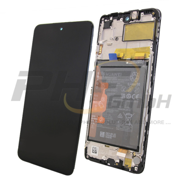 Huawei P Smart (2021) LC-Display Einheit inkl. Rahmen und Akku, black, Serviceware