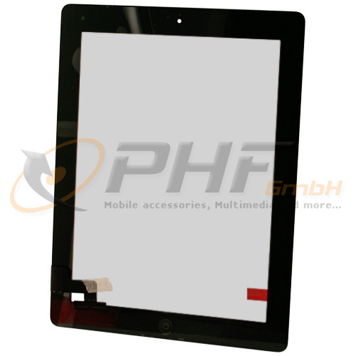 OEM Displayglas + Touchpad + Adhesives &amp; Homebutton iPad 2, schwarz, neu
