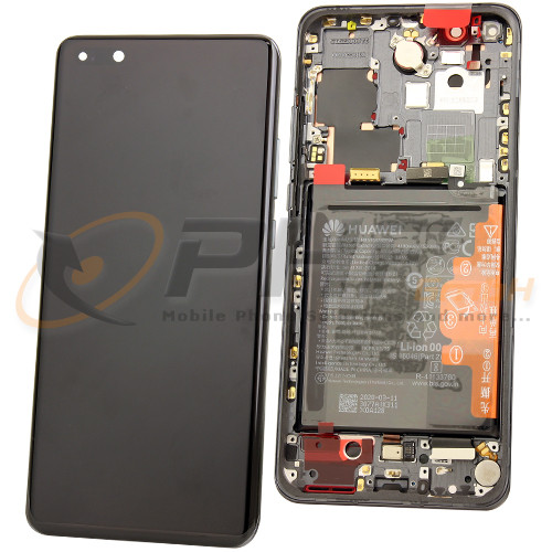 Huawei P40 Pro LC-Display Einheit inkl. Rahmen und Akku, black, Serviceware